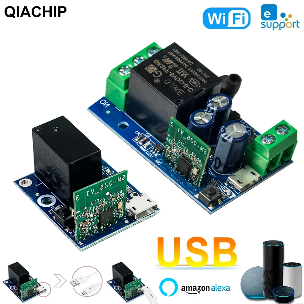 Interruttore Intelligente WiFi EweLink Mini, Relè di Controllo Remoto Wireless DC 5V 12V 24V 48V 10A, Controllo Vocale e Temporizzato per Alexa e Google Home