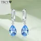 TBCYD Teardrop Diamond Ear Clips S925 Silver Drop Earrings For Women Blue Topaz Gemstone Fashion