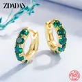 Orecchini a cerchio con smeraldo in oro 18 carati in argento Sterling 925 zdhan per gioielli moda
