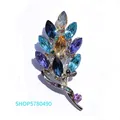 Fashion Jewelry Rhinestone Flower Brooch Rhodium Plated Women Crystal Wheat Spike Pin Lady Corsage