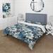 Designart "Blue And White Floral Dream Pattern" White Cottage Bedding Cover Set With 2 Shams