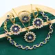 Exquisite Gold Farbe Braut Schmuck Set für Frauen Hochzeit Royal Blau Zirkon Armband Ohrringe