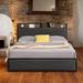 2 size Bed Frame Storage Headboard with Charging Station, Solid and Stable, Noise Free