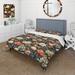 Designart "Whimsical Bohemian Bliss Floral Pattern XI" Black Cottage Bed Cover Set With 2 Shams