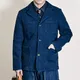 Herren Indigo Cargo Jacke Höhe Gewicht Baumwolle Revers Multi-Pocket-Jacke männlich Französisch