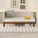 Upholstered Daybed, Wood Daybed Frame with Solid Slats Support, Linen Fabric Sofa Bed with A Backrest & Armrests