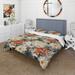 Designart "Mosaic Beige And Orange Botanicals I" Cottage Bedding Cover Set With 2 Shams