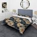 Designart "Luxurious Gold And Grey Flowers Pattern" Grey Cottage Bedding Set With Shams