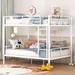 Full Over Full Metal Bunk Bed for Adults, Heavy Duty Full Metal Bunk Bed Frame with Ladder & Guardlails, Split Into 2 Beds,White