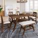 Rustic 6-Piece Dining Set, Wood Counter Height Dining Table Set with Storage Shelf, 4 Upholstered Chairs & 1 Bench, Walnut