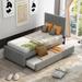 Twin Size Linen Upholstered Platform Bed with Headboard & Trundle,Grey