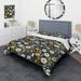 Designart "White & Green Scandinavian Modern Elegant Florals" Green Cottage Bed Cover Set With 2 Shams
