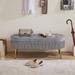 Modern Upholstered Velvet Storage Bench with Golden Powder Coating Legs Oval Footstool Soft Mat Tufted Bench