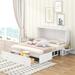 Queen Size Murphy Bed with Storage Drawer and Little Shelves on Each Side, Space-Saving Wall Bed, White