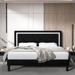 Full Size Frame Platform Bed with Upholstered Headboard and Slat Support, Heavy Duty Mattress Foundation
