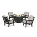 POLYWOODÂ® Prairie 5-Piece Deep Seating Set with Fire Pit Table in Black / Dune Burlap