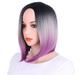 FRCOLOR Womens Bob Wig Gradient Color Cosplay Synthetic Hair Wig Short Straight Wigs Lace High Temperature Bob Wig (Black Grey Gradient Purple)