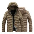 YUHAOTIN Brown Leather Jacket Hunting Jacket Male Autumn and Winter Thickening and Velvet Soild Color Casual Warm Zipper Removable Hat Long Sleeve Vacation Outdoor Jacket Coat