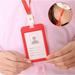 Nomeni Id Badge Holders Clearance! Portable Colorful Employee Plastic Id Card Holder Name Tag Lanyard Neck Strap Passport Holder Red