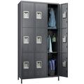 GangMei Metal Storage Locker Cabinet with 9 Lockable Utility Chest Closet Large Steel Wardrobe Cabinet for Gym Garage Living Room Office School Employees Locker(Dark Grey)