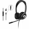Stereo Headset with Boom Microphone Black
