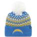 Women's '47 Powder Blue Los Angeles Chargers Elsa Cuffed Pom Knit with Hat
