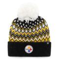 Women's '47 Black Pittsburgh Steelers Elsa Cuffed Pom Knit with Hat