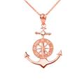 Mariner's Anchor Compass Necklace in 9ct Rose Gold