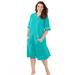 Plus Size Women's Short French Terry Robe by Dreams & Co. in Aquamarine (Size 3X)