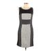 Yoana Baraschi Casual Dress - Sheath Scoop Neck Sleeveless: Gray Color Block Dresses - Women's Size 12