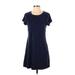 OFFLINE by Aerie Casual Dress - A-Line Scoop Neck Short sleeves: Blue Print Dresses - Women's Size Small