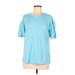 Crown & Ivy Short Sleeve Top Teal Crew Neck Tops - Women's Size Medium