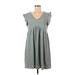 Shein Casual Dress - Shift V-Neck Sleeveless: Gray Solid Dresses - Women's Size 6