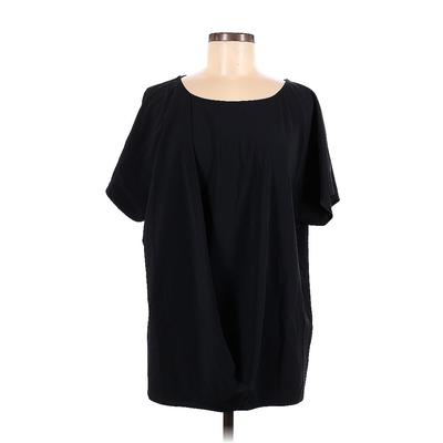 Soft Surroundings Short Sleeve Blouse: Black Print Tops - Women's Size Medium