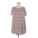 See You Monday Casual Dress - A-Line Scoop Neck Short sleeves: Burgundy Stripes Dresses - Women's Size X-Large