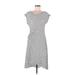Max Studio Casual Dress - Wrap: Gray Stripes Dresses - Women's Size Medium