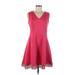 Donna Ricco Casual Dress - A-Line: Pink Solid Dresses - Women's Size 8 Petite