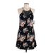 SO Casual Dress - Mini Halter Sleeveless: Black Floral Dresses - New - Women's Size Large