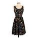 Kensie Casual Dress - A-Line Scoop Neck Sleeveless: Black Floral Dresses - Women's Size 2