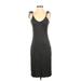 Lulus Casual Dress - Midi V-Neck Sleeveless: Black Print Dresses - Women's Size Small