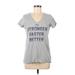 Under Armour Short Sleeve T-Shirt: Gray Print Tops - Women's Size Medium