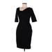 Black Ribbon L.K. Bennett Casual Dress - Sheath V Neck 3/4 sleeves: Black Print Dresses - Women's Size 6