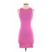 Zara Casual Dress - Bodycon Crew Neck Sleeveless: Pink Print Dresses - Women's Size Medium