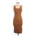 Wild Fable Casual Dress - Midi Scoop Neck Sleeveless: Brown Print Dresses - Women's Size Medium