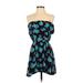 Honey Punch Casual Dress: Blue Floral Dresses - Women's Size Medium