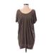 BCBGMAXAZRIA Casual Dress - Shift Scoop Neck Short sleeves: Brown Print Dresses - Women's Size Small