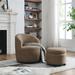 Barrel Chair - Mercer41 Lathasha 24" W Swivel Barrel Chair & Ottoman Polyester/Fabric in Brown | 27.1 H x 24 W x 24 D in | Wayfair