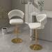 Rosdorf Park Lockheart Adjustable Height Stool Wood/Upholstered/Velvet/Metal in White/Yellow | 18.5 W x 19.71 D in | Wayfair