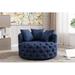 Accent Chair - Rosdorf Park Keyson Upholstered Swivel Accent Chair Linen/Fabric in Blue/Navy | 28.74 H x 42.9 W x 41.34 D in | Wayfair