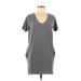 Sundry Casual Dress - Shift Scoop Neck Short sleeves: Gray Dresses - Women's Size Small